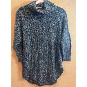 Express Sweater Womens Medium Charcoal Gray Confetti Chunky Knit Cowl Neck